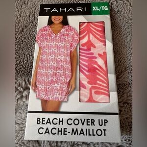 Tahari Pink White Beach Cover-Up Woman Lady XL Size 16 Brand New In Packaging